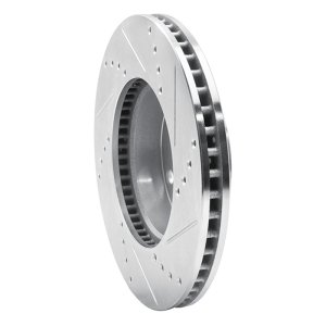 Toyota Tacoma Brake Rotor (1) - Front Left - R1 Concepts - Drilled & Slotted - Silver - `05-`15